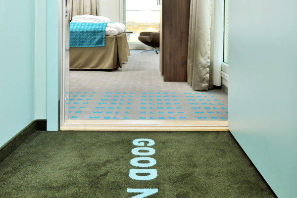 Custom designed carpet solution for Scandic Stavanger Airport, delivered by Dansk Wilton