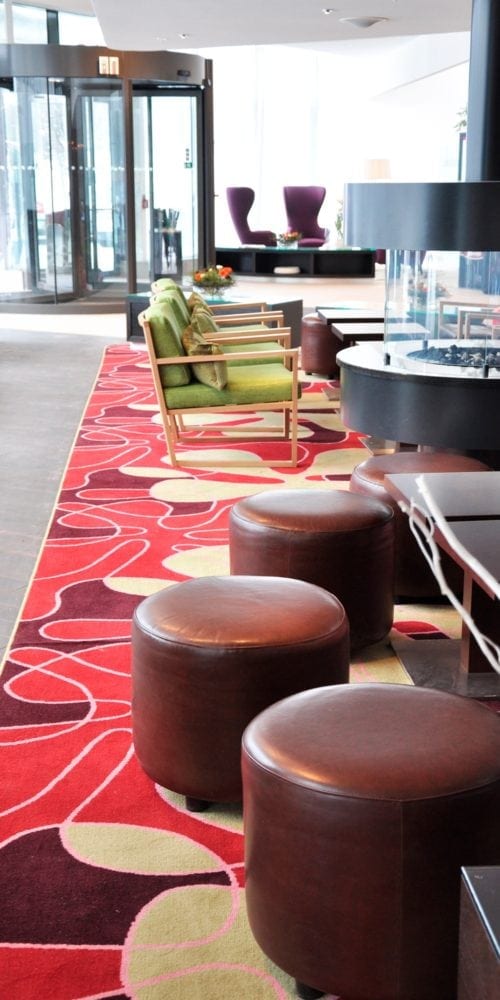 Inspiration from the hotel Mariott Courtyard in Stockholm, where Dansk Wilton has delivered custom designed carpet solutions