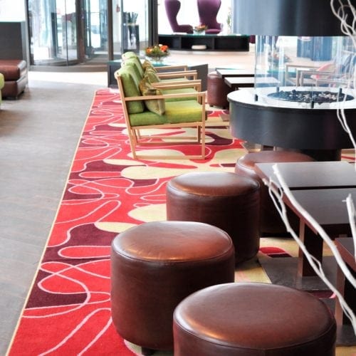Inspiration from the hotel Mariott Courtyard in Stockholm, where Dansk Wilton has delivered custom designed carpet solutions