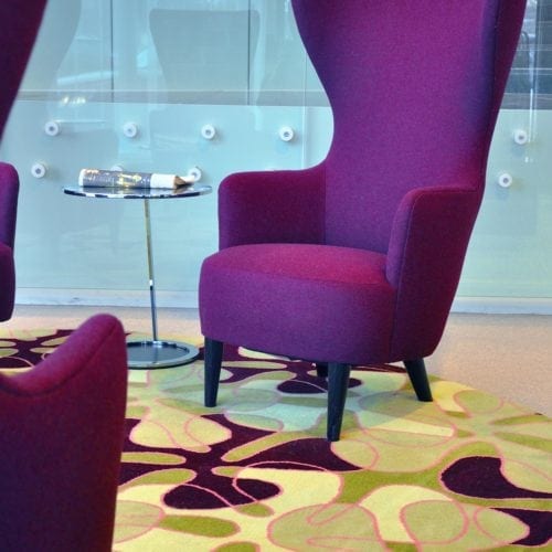 Inspiration from the hotel Mariott Courtyard in Stockholm, where Dansk Wilton has delivered custom designed carpet solutions
