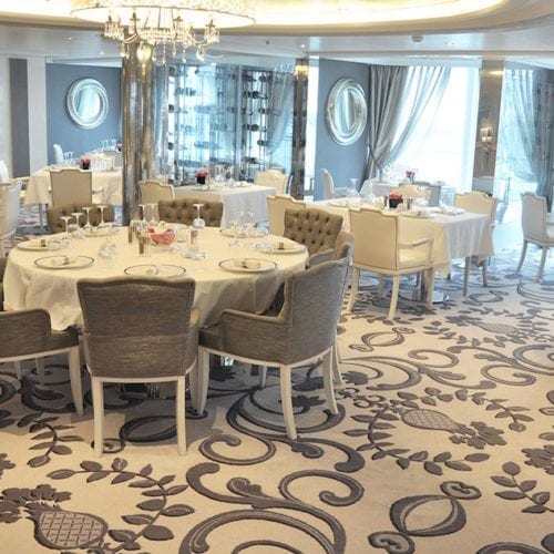 Beautiful carpet solutions for the restaurant at hotel Costa Neoromantica, delivered by Dansk Wilton